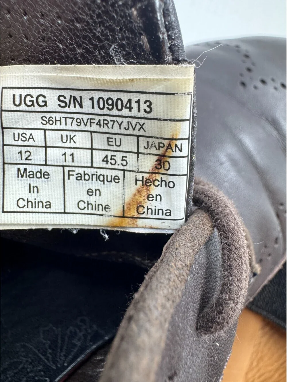 UGG Energ Cali Men's Dress Shoes 12 Brown Leather Lace Up Wingtip Oxford 1090413